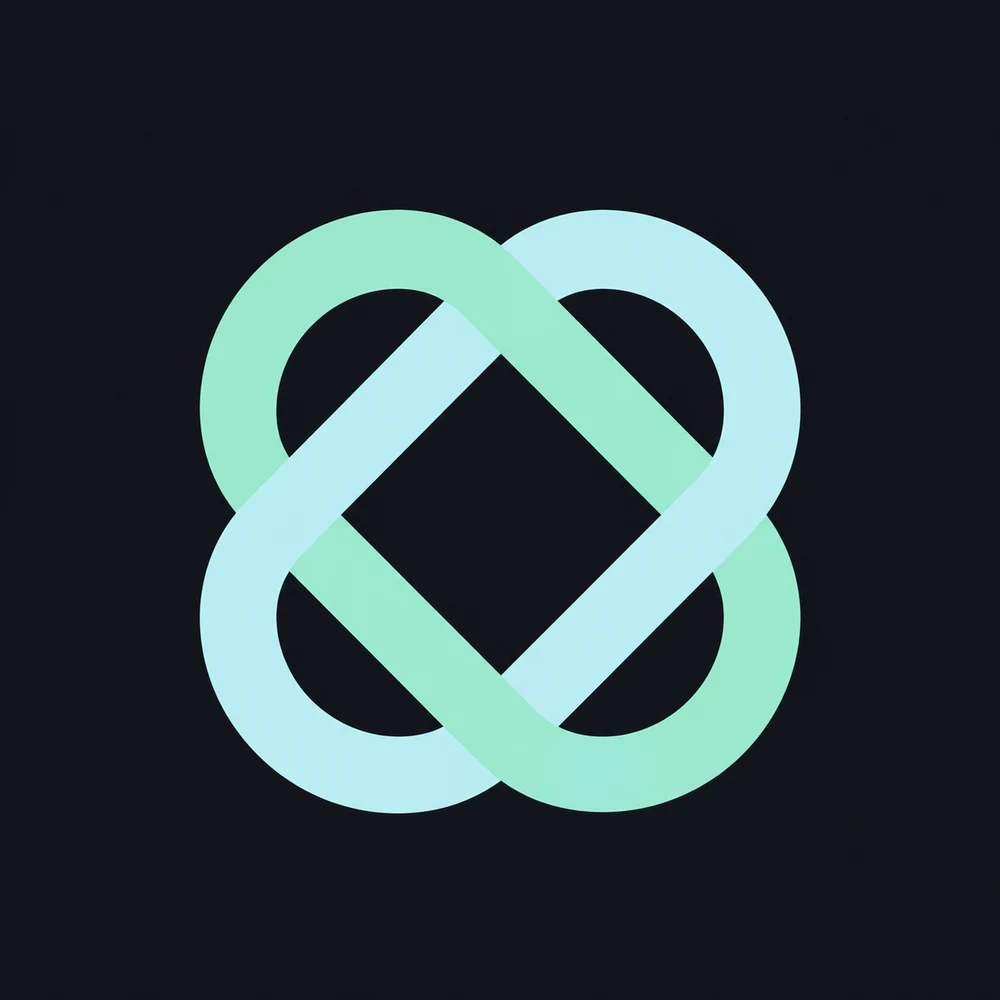 Mint woven loop logo symbol on charcoal