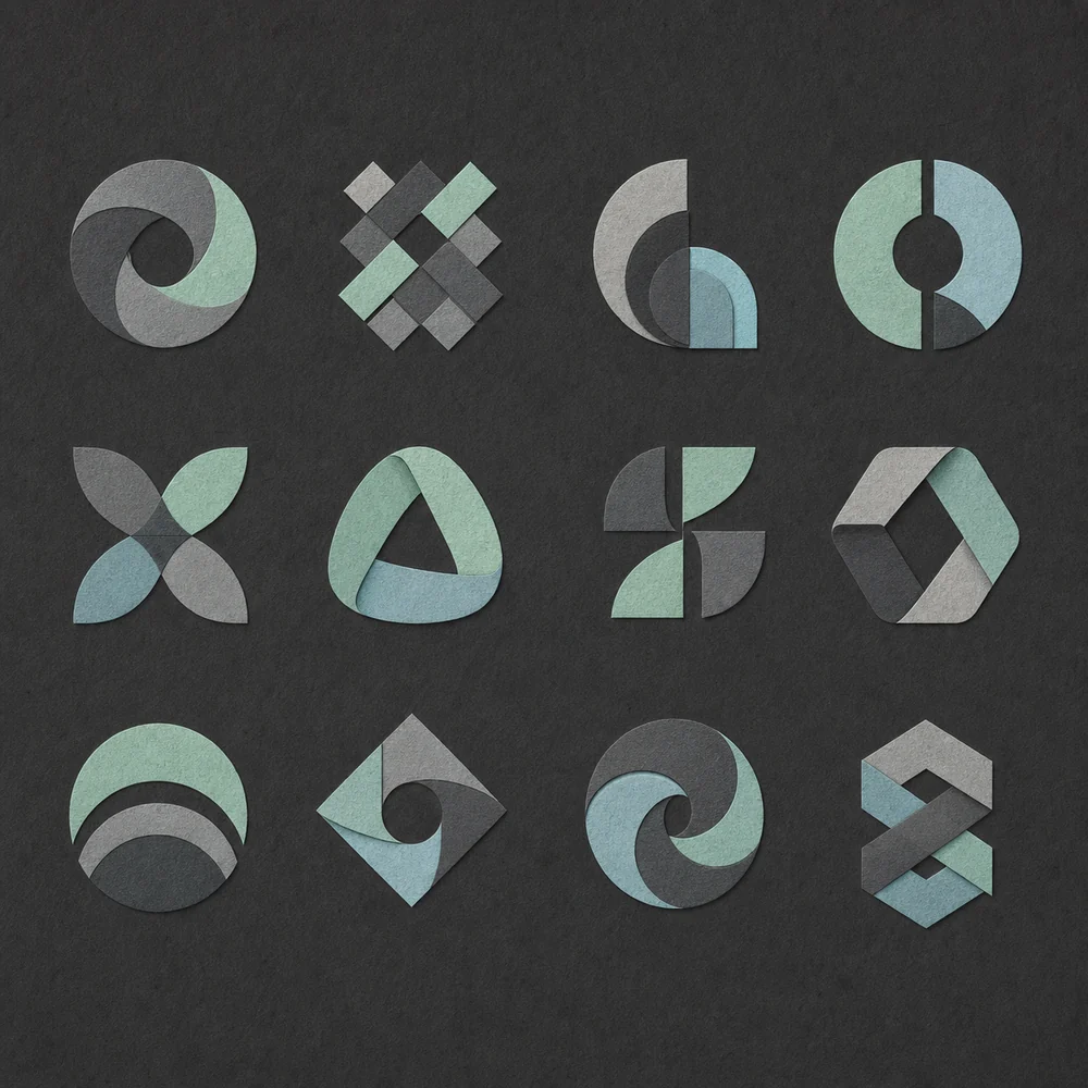 Board of original geometric brand marks