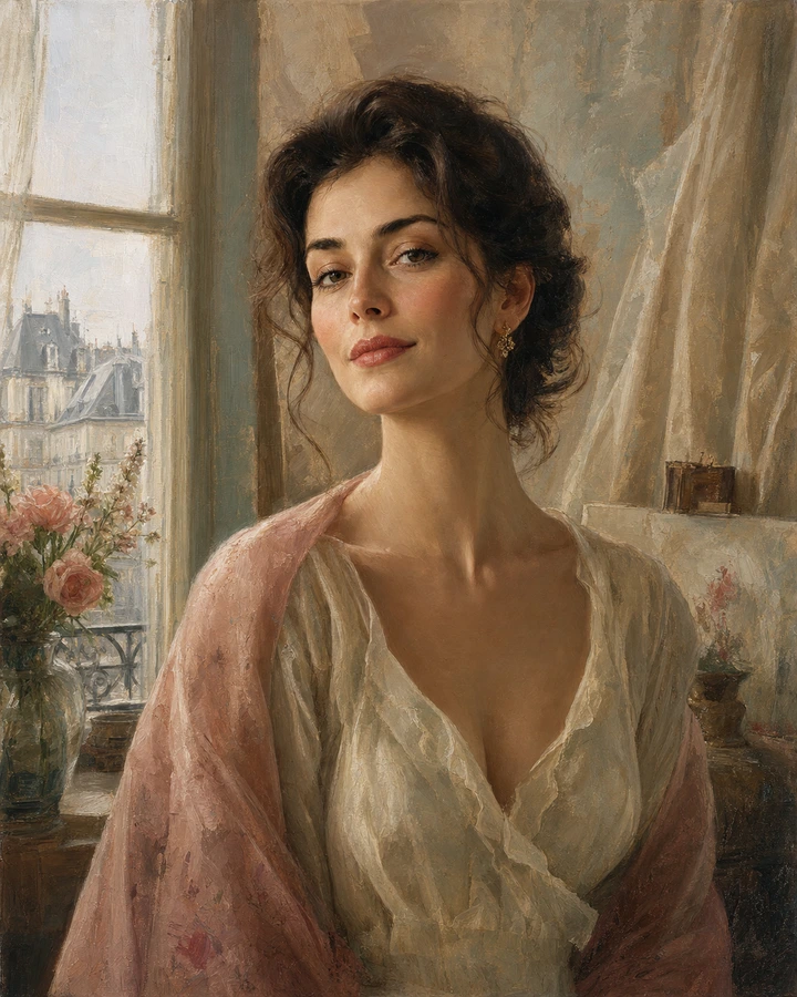 French oil painting portrait style example