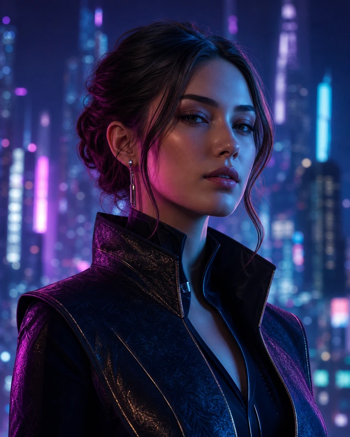 Neon cyber portrait style example