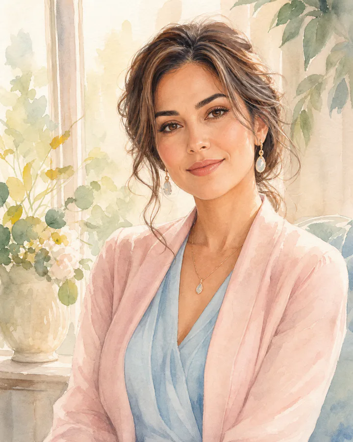 Soft watercolor portrait style example